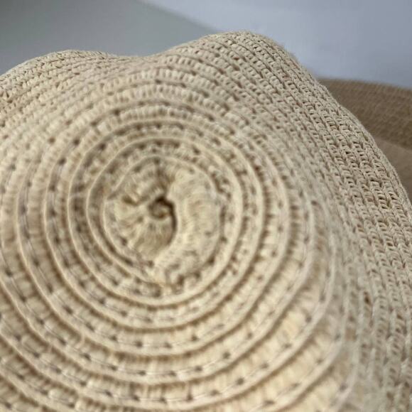 Jacobson Straw Sun Hat with Brown Tortoise Shell Ribbon Large Bow Tan Beach - Picture 9 of 12